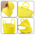 Kids New Fashion Couleur jaune imperméable Nature matériaux Bottes de pluie Easy-On Handles Chaussures